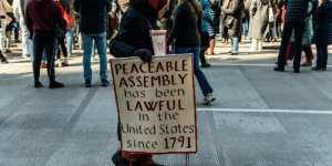 The First Amendment prohibits the US government from making laws that restrict freedom of religion, speech, the press, peaceful assembly, and the right to petition.